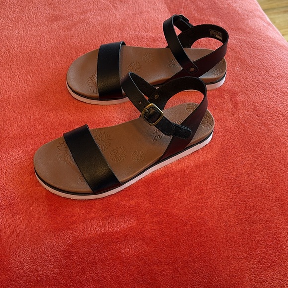 Black Sketchers Luxe Foam Open Sandals Size 6 - Picture 5 of 9